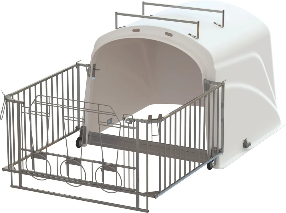 Kälberhütte CalfHouse Premium DUO mit Umzäunung Echt